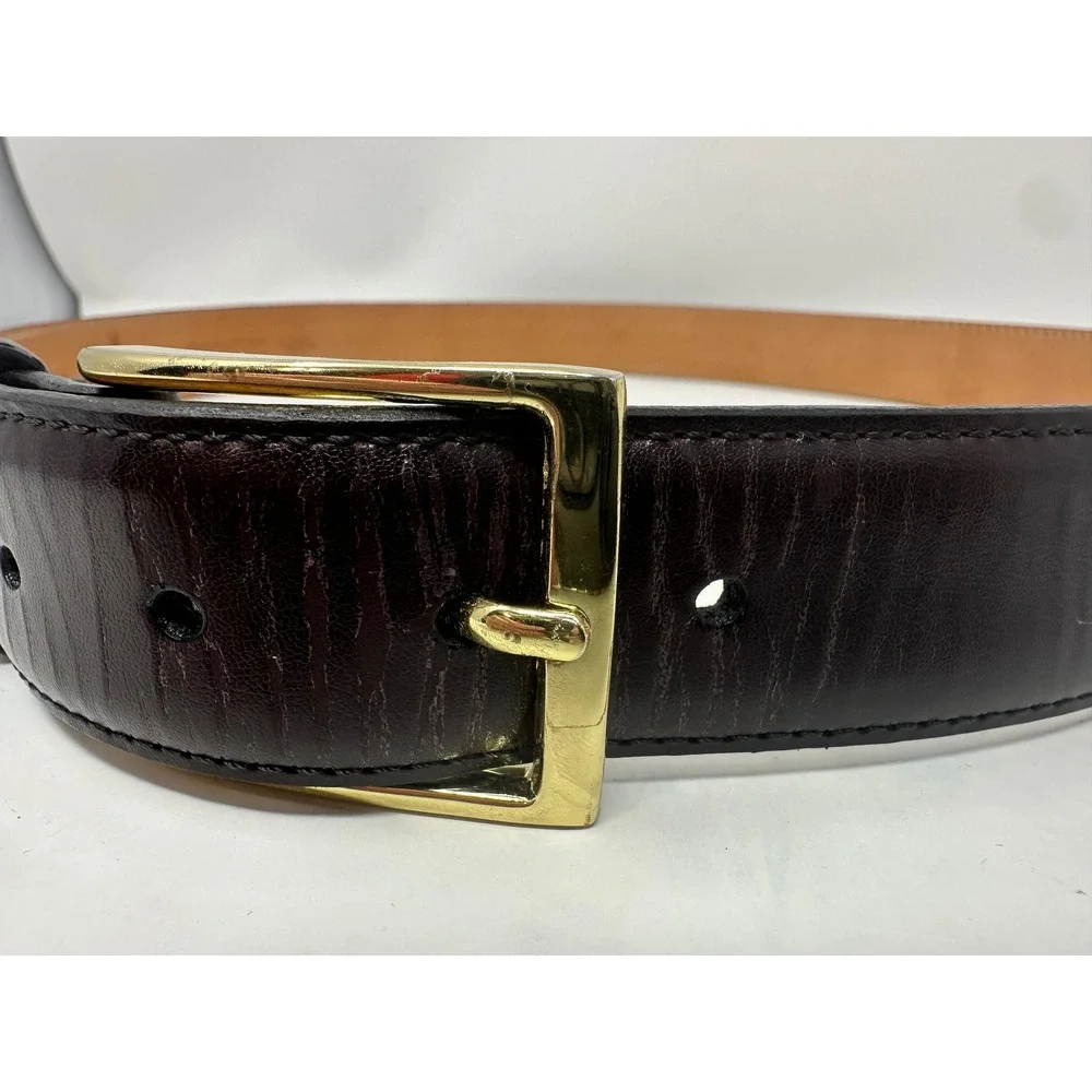 Martin Dingman Mens 38 Leather Belt Coachman Brown Gold Buckle 10052 USA‎